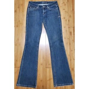 Miss Me Jeans Blue Flared Embellished Leopard Cowhide Print JP4544 Womens Sz 27